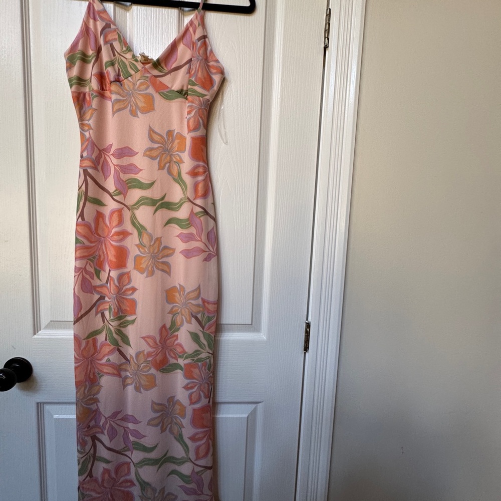 See You Monday Pink Floral Maxi Dress